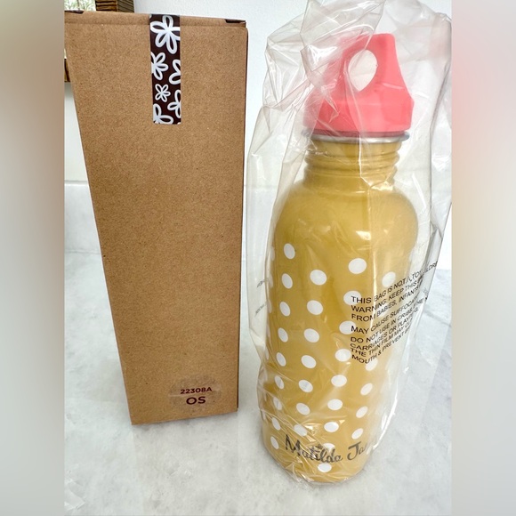 New! Matilda Jane yellow polka dot stainless water bottle 25oz. - Picture 1 of 6